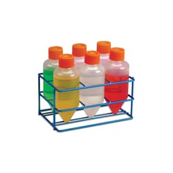 Heathrow Scientific&nbsp;Coated Wire Centrifuge Bottle Rack 55-60 mm 2x3 Format, Blue